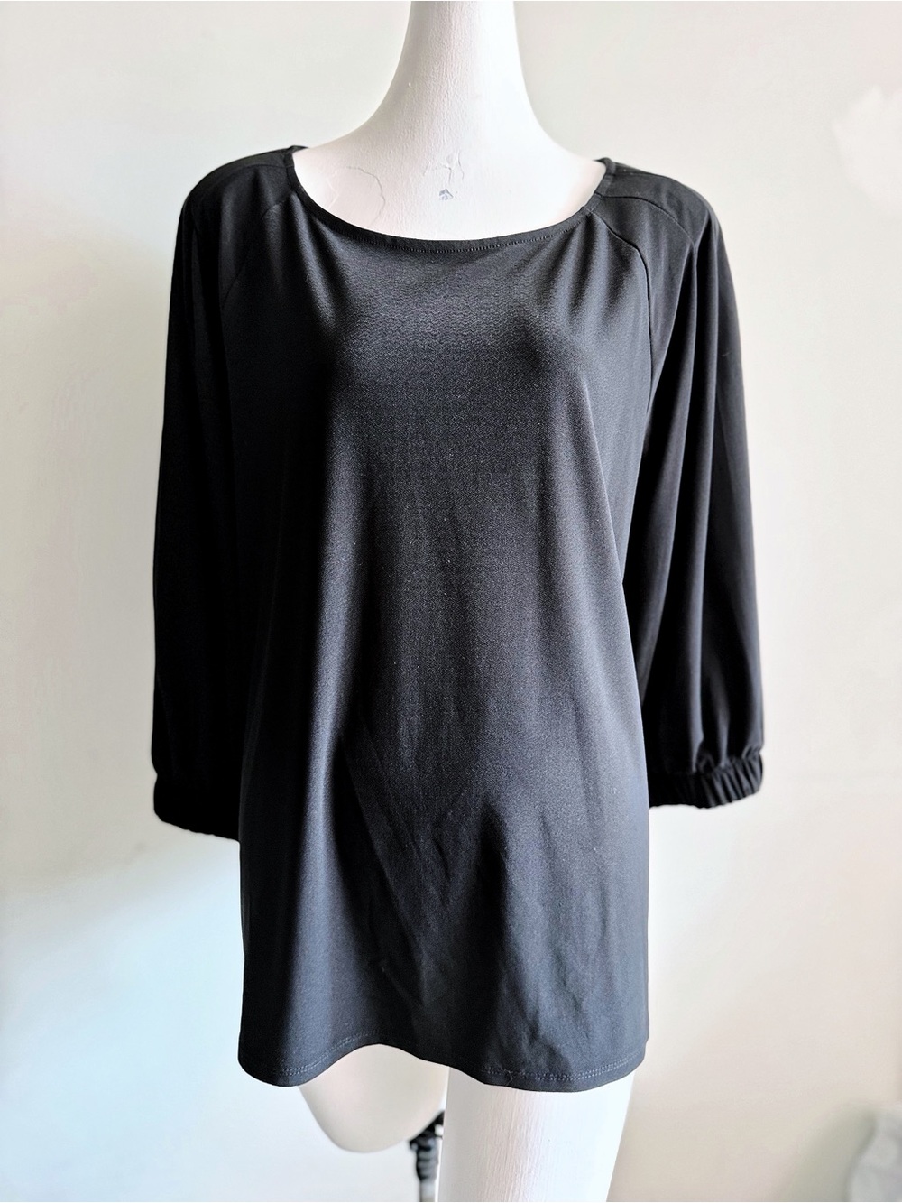 Halogen Black 3/4 Sleeve Blouse Top Size XL Keyhole Back